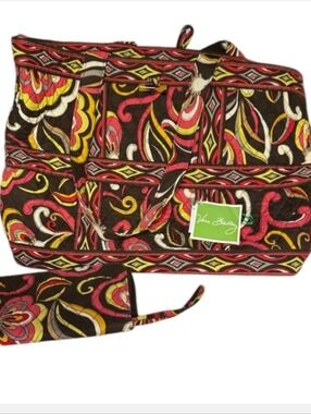 Vera Bradley Brown Multicolor Paisley Quilted Tote with Pouch
